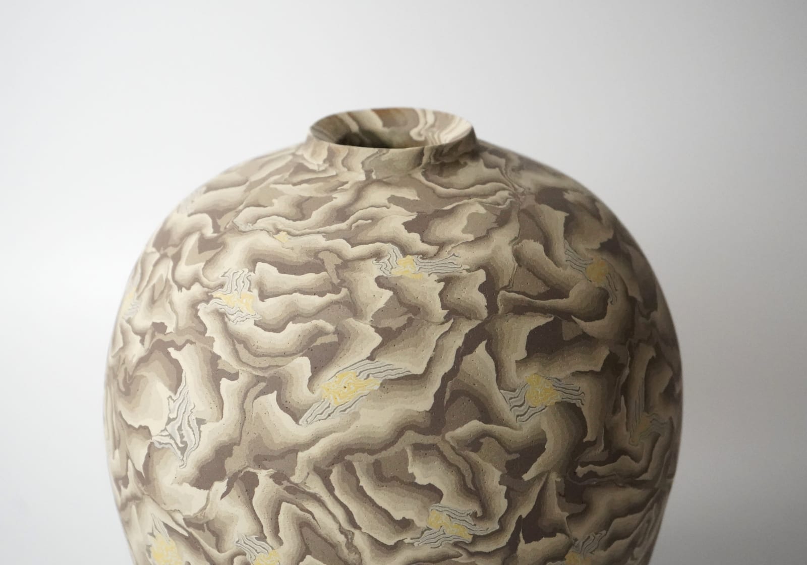 Matsui Kosei 松井康成, Jar, Neriage, Glaze Marbleized 練上壺, 1986