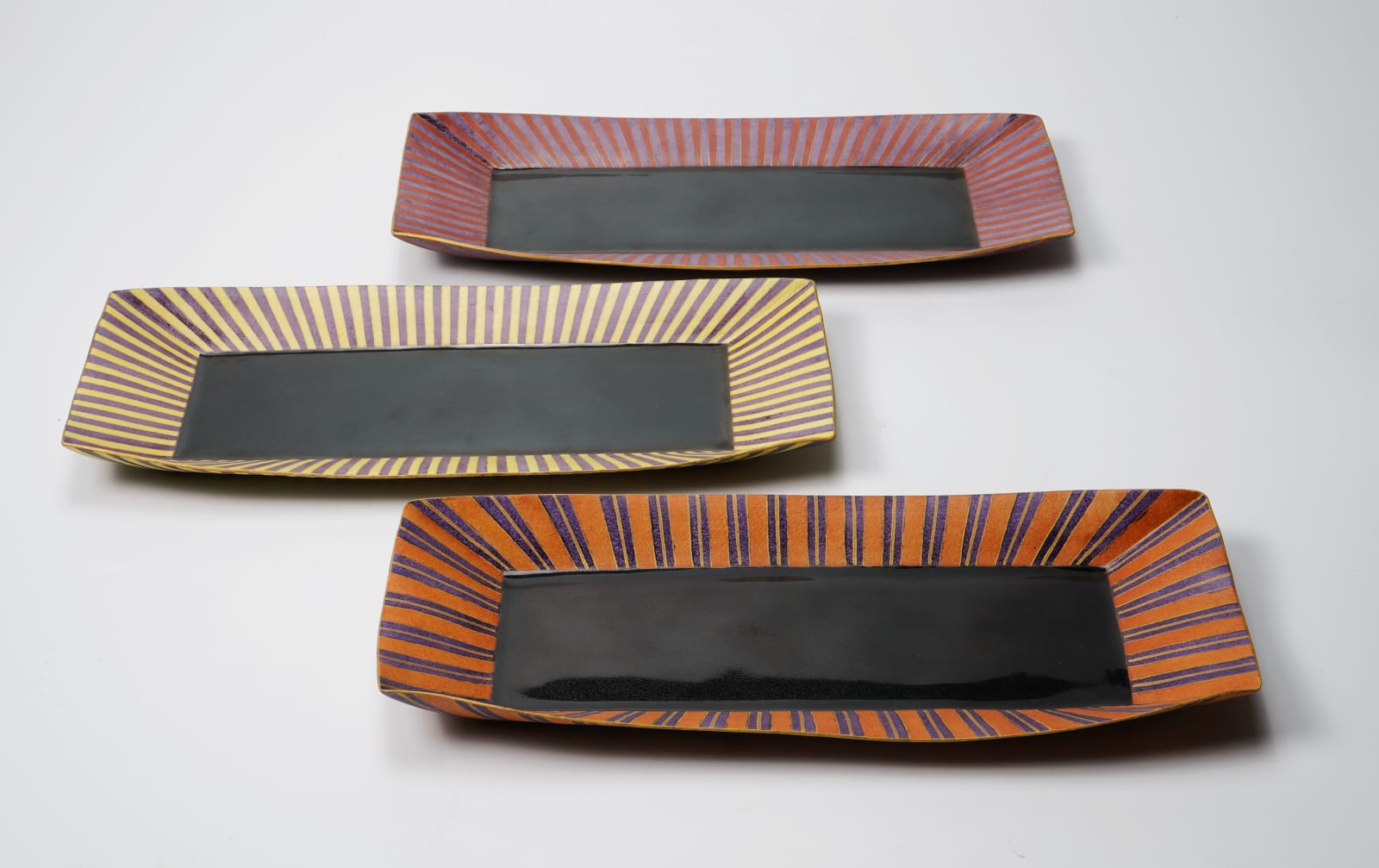 Takayama Kazuo 高山和夫, No.6 New Kutani Rectangular Plate, Orange Purple