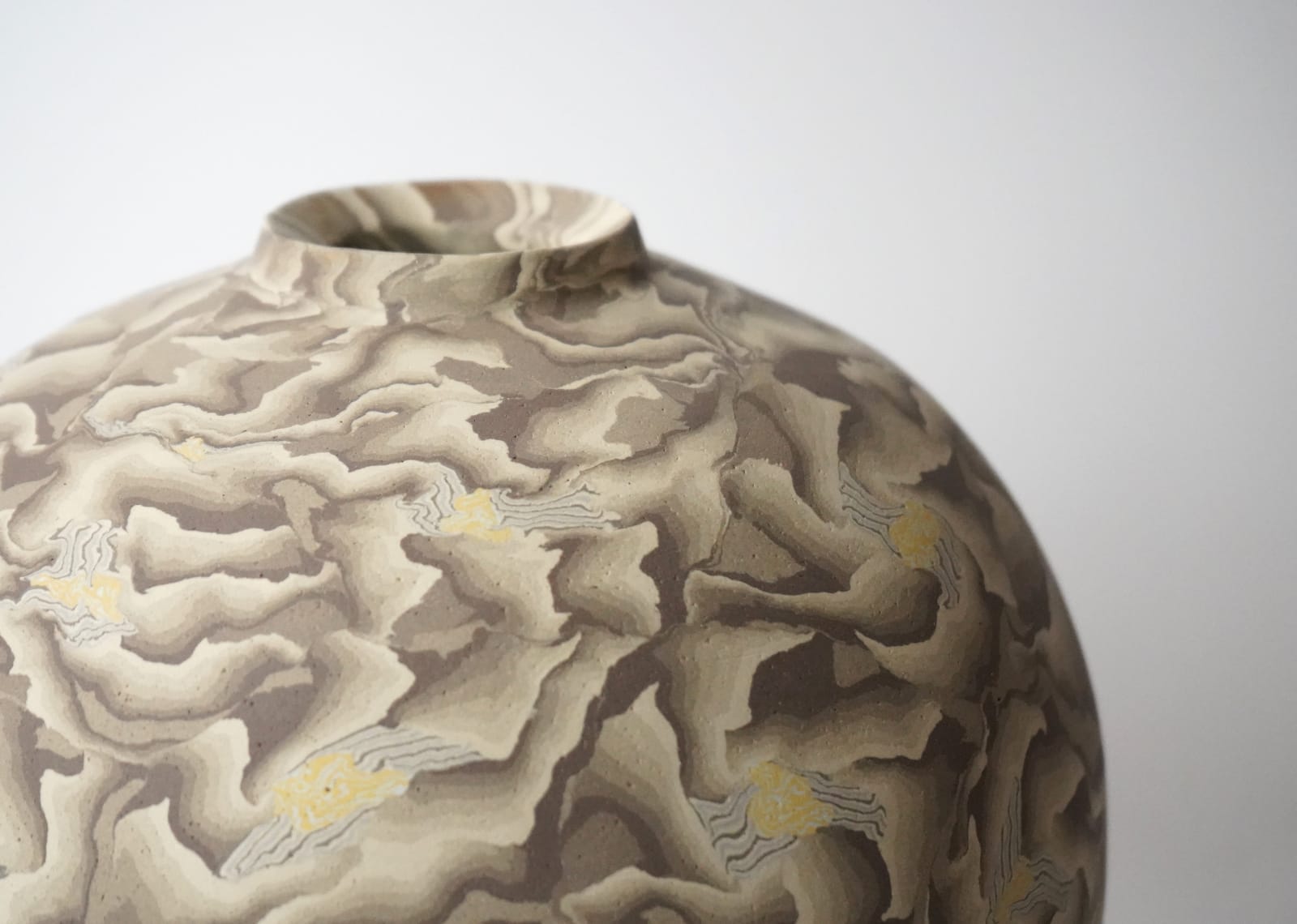 Matsui Kosei 松井康成, Jar, Neriage, Glaze Marbleized 練上壺, 1986