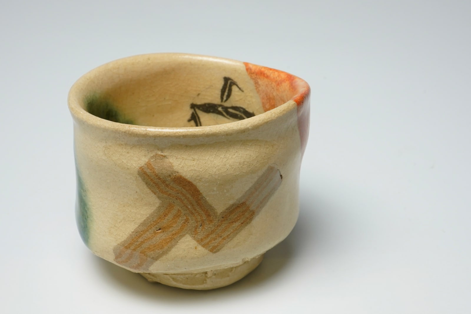 Mizuno Soukaku II 二代水野双鶴, Nerikomi Oribe Guinomi 練込織部ぐい呑み