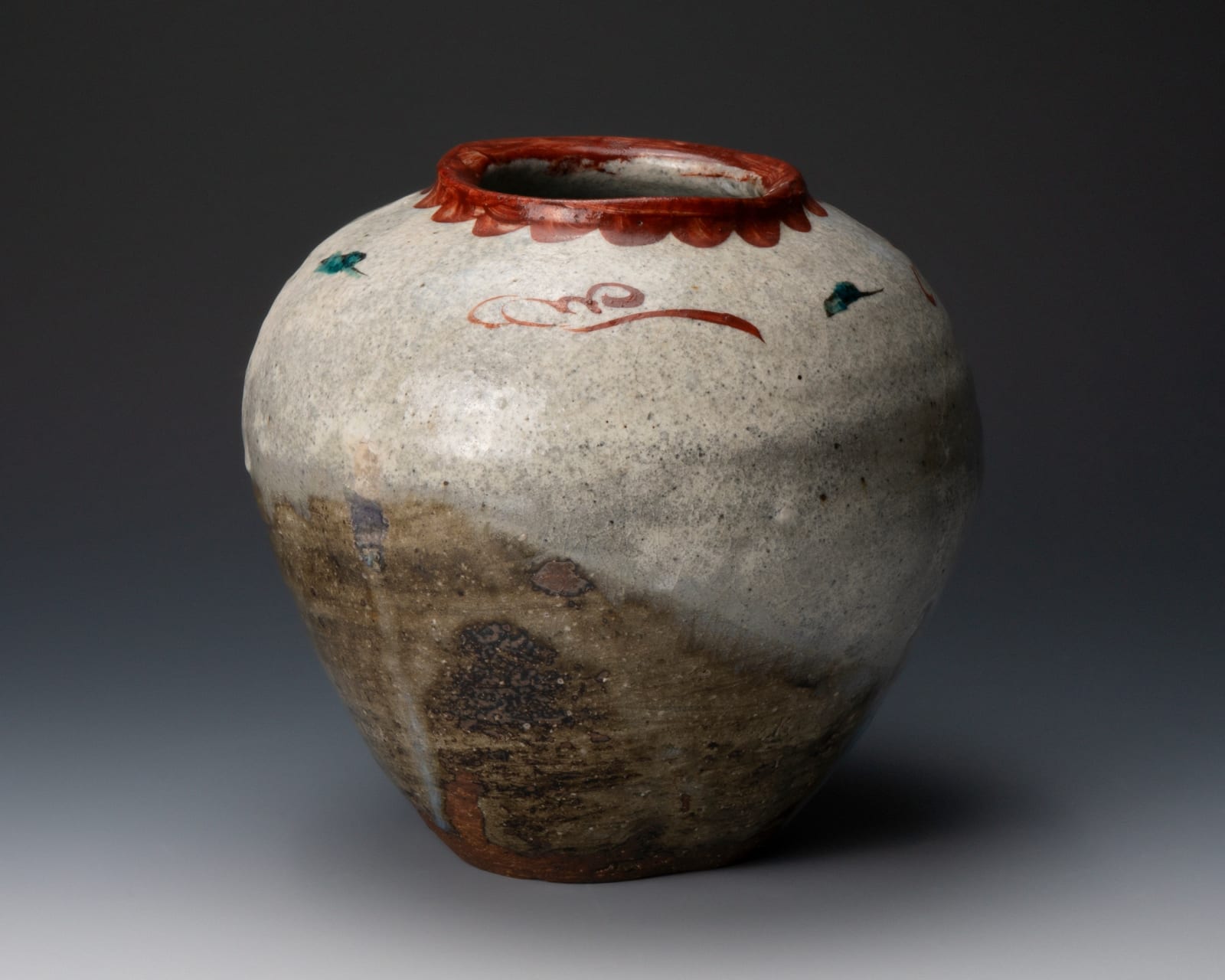 Tsuboshima Dohei 坪島 圡平, Colored enamel jar with cloudy pattern, 1990's