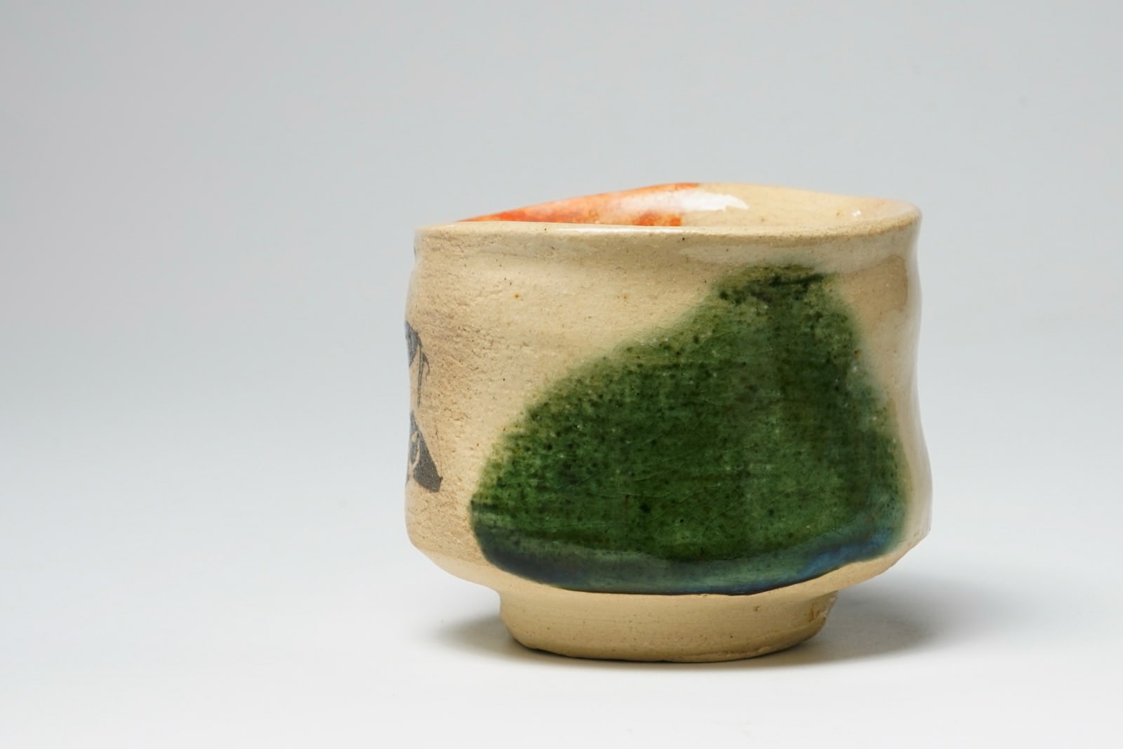 Mizuno Soukaku II 二代水野双鶴, Nerikomi Oribe Guinomi 練込織部ぐい呑み