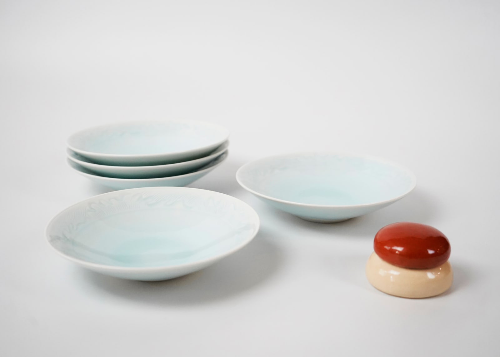 TSUKAMOTO Kaiji 塚本快示, Set of Dishes with Hidden Wave Patterns 青海波 食器揃, LNT