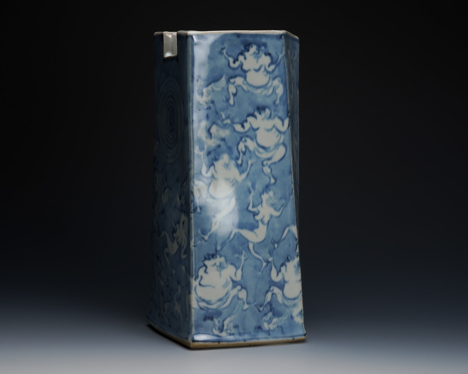 Kawamoto Goro 河本五郎, Sometsuke flower vase with with designs depicting a banquet of the hungry ghosts, c. 1975-80