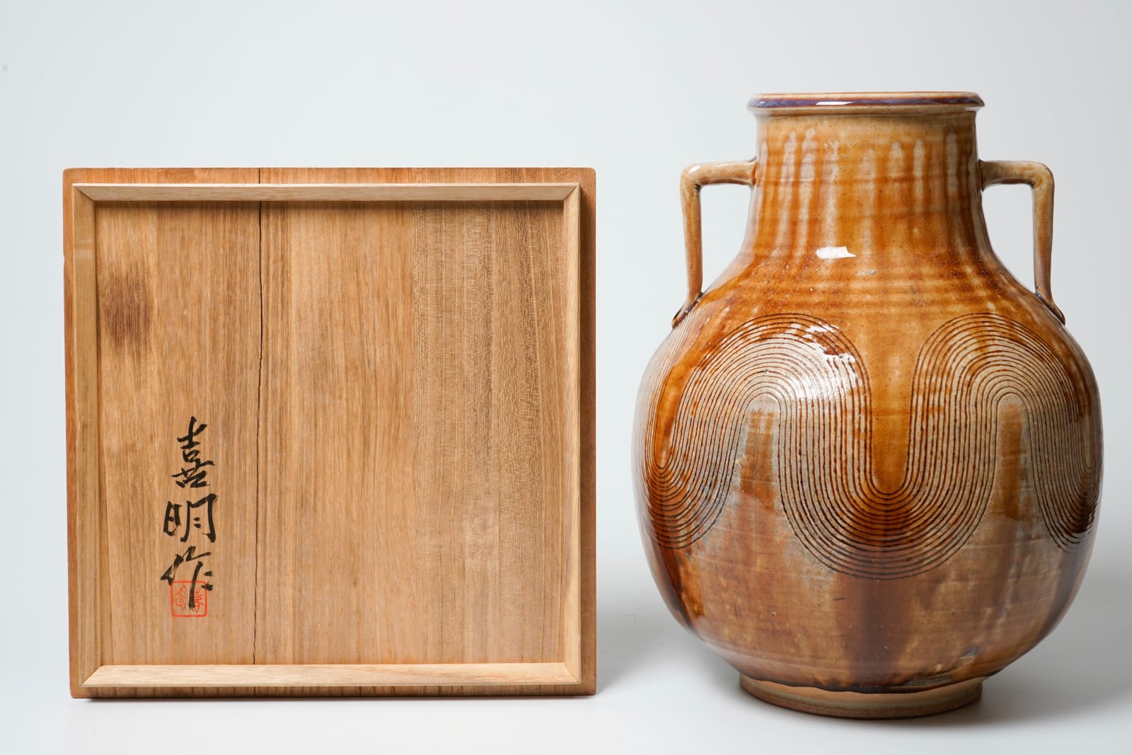 かわいい！ Flower 安原喜明, Kimei Yasuhara Vase Ichi Dai | 線彫文 花生 工芸品