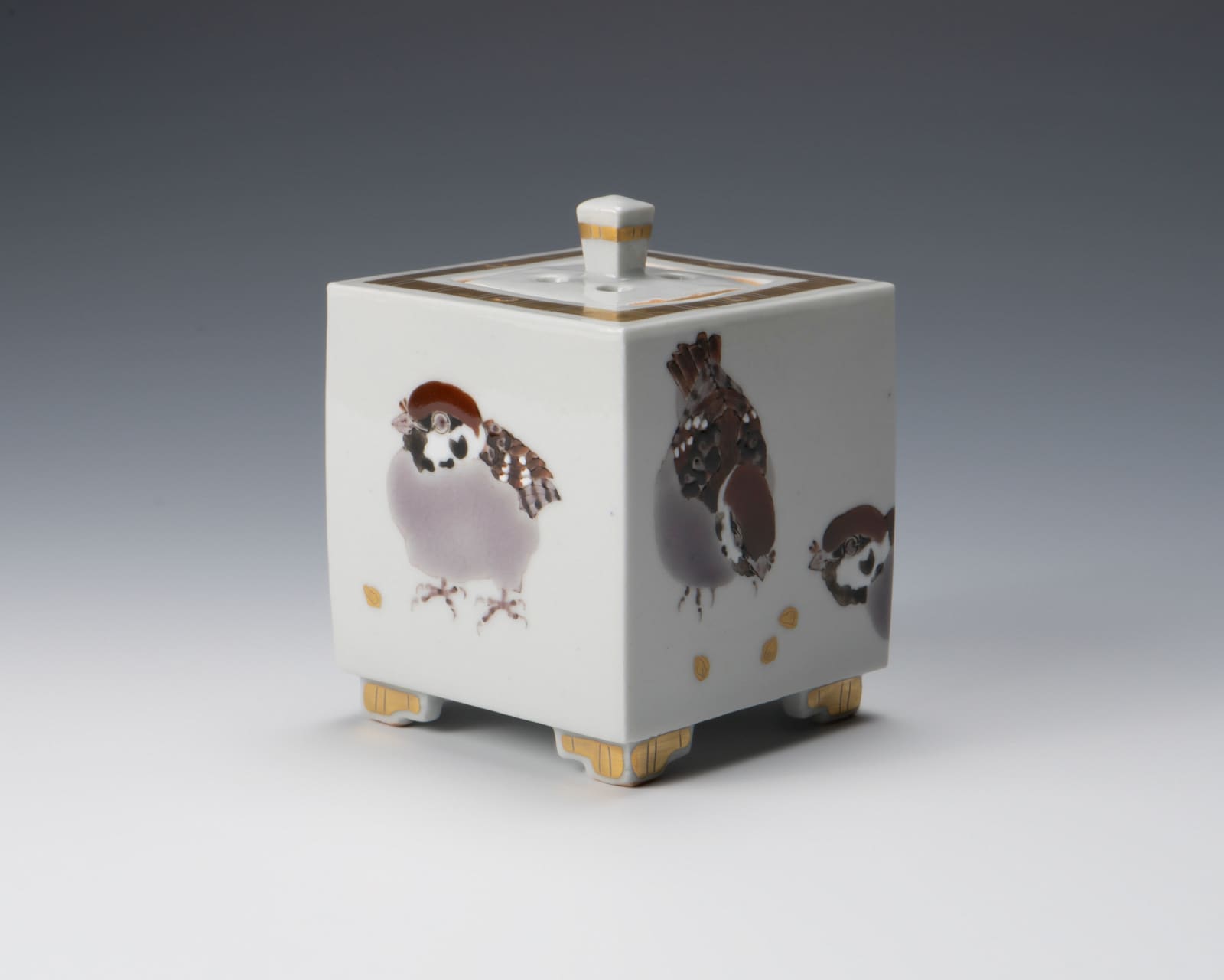 Takegoshi Jun 武腰 潤, Incense burner with sparrow motif