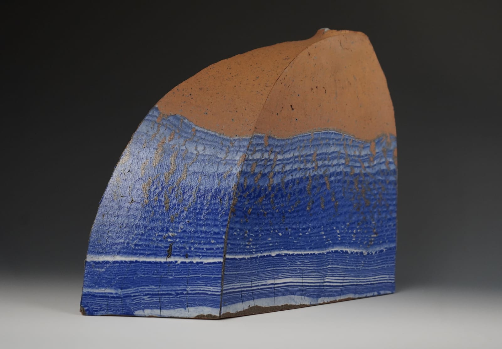 Miyashita Zenji 宮下善爾, Flower Vessel with Indigo Glazed Design 藍彩花器, 1980's