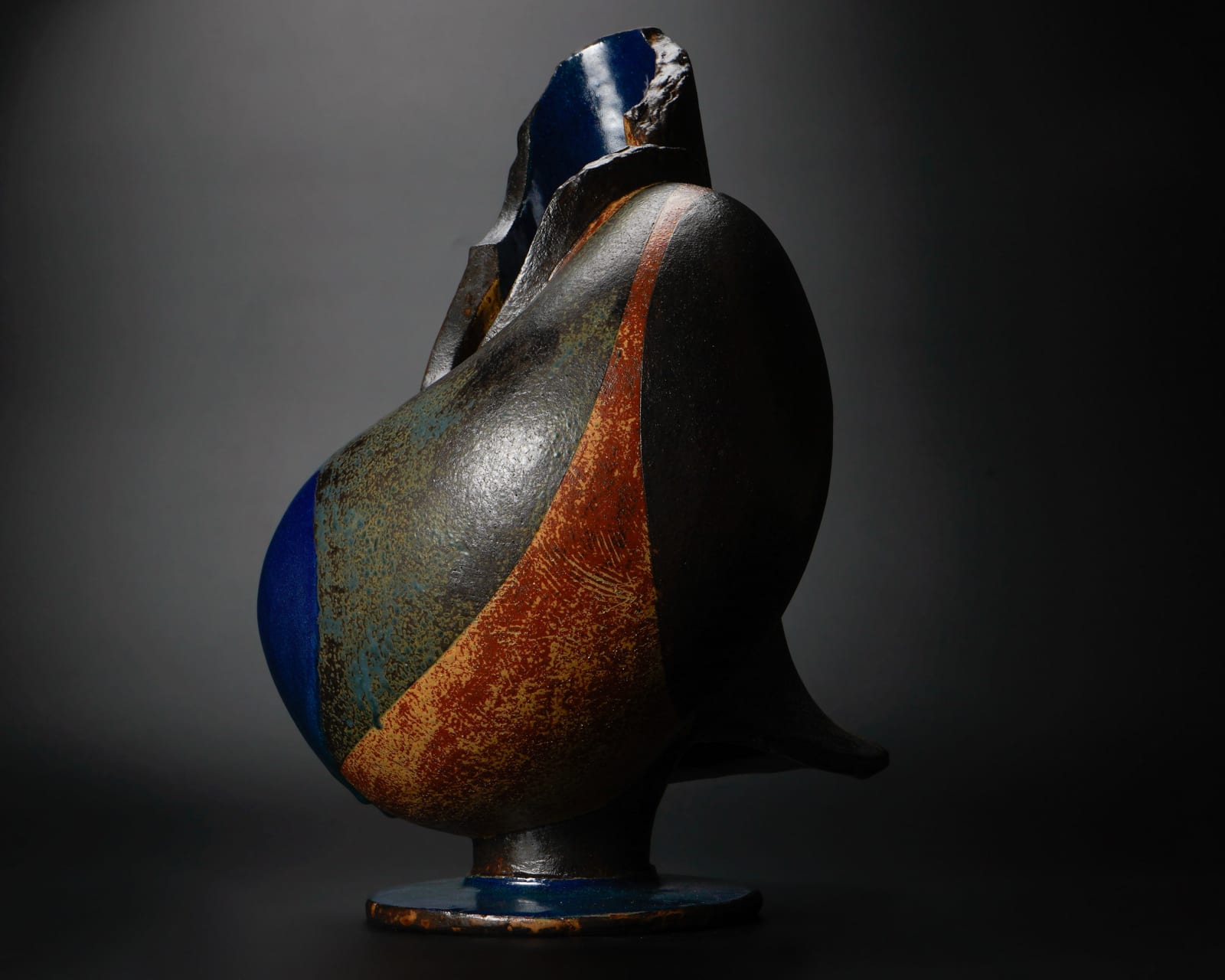 Yanagihara Mutsuo 柳原睦夫, Flower-eating Vessel (wide-mouthed vessel with a swollen belly) 大口捻袋花喰ふくら壺, 2024