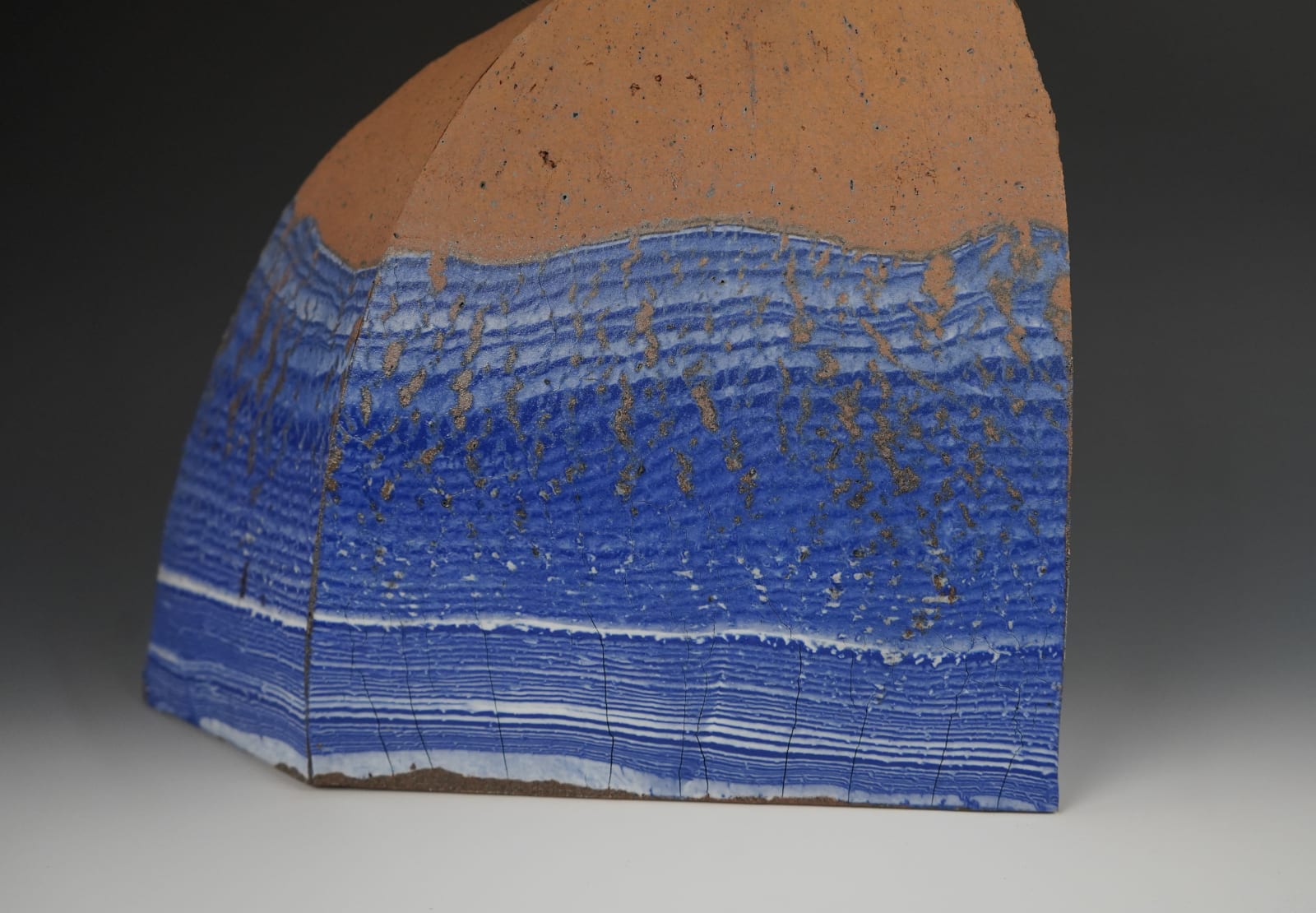 Miyashita Zenji 宮下善爾, Flower Vessel with Indigo Glazed Design 藍彩花器, 1980's