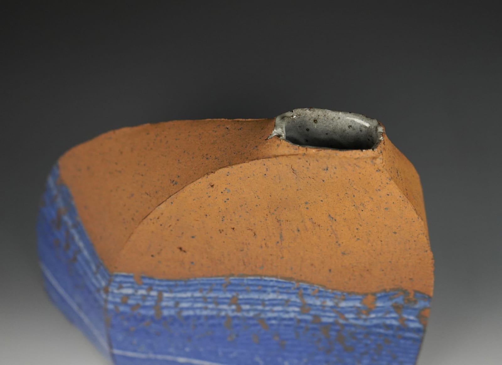 Miyashita Zenji 宮下善爾, Flower Vessel with Indigo Glazed Design 藍彩花器, 1980's