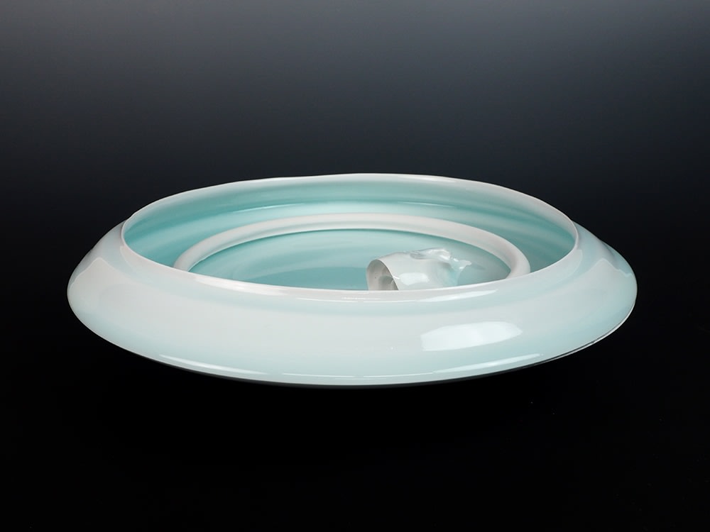 Kato Tsubusa 加藤委, Porcelain Moribana Vase/Sculpture "Sapporo-Moon"No.7