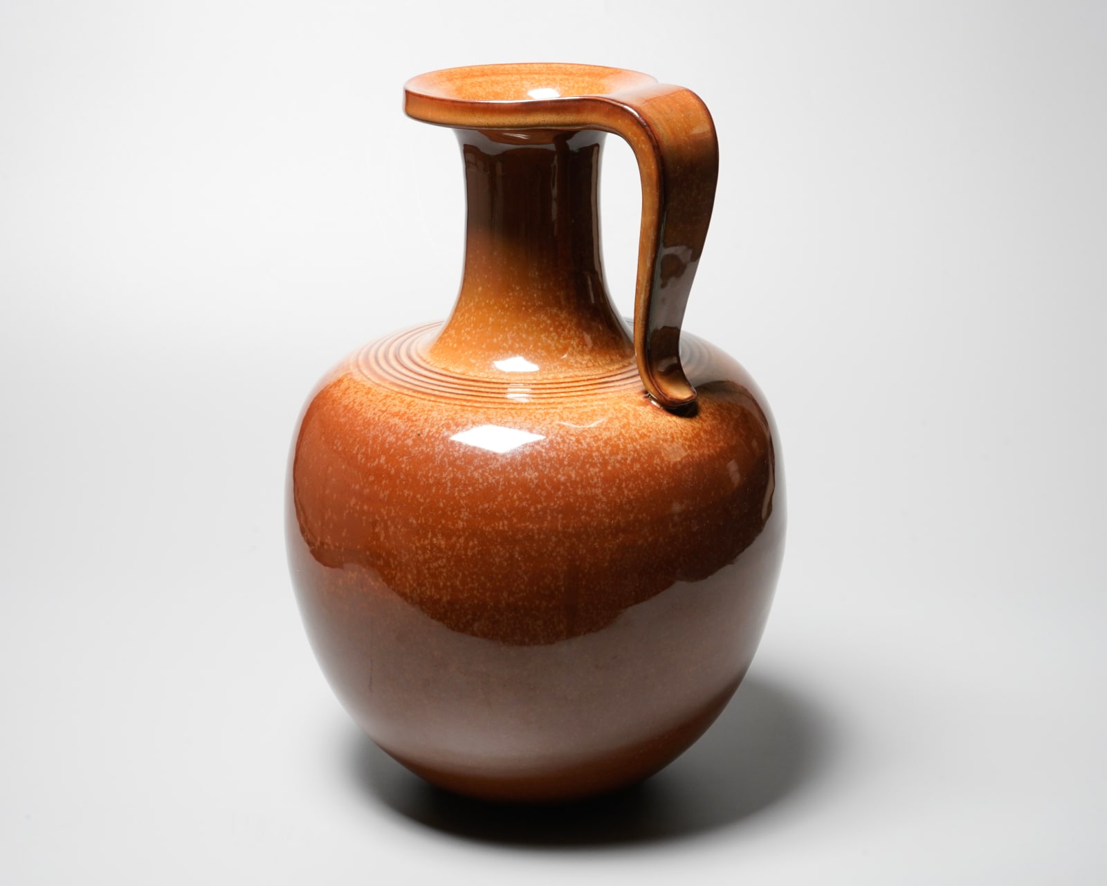 Miyanohara Ken 宮之原 謙, Shu-Tenmoku Glazed Large Jar with Handle 朱天目釉手付壺
