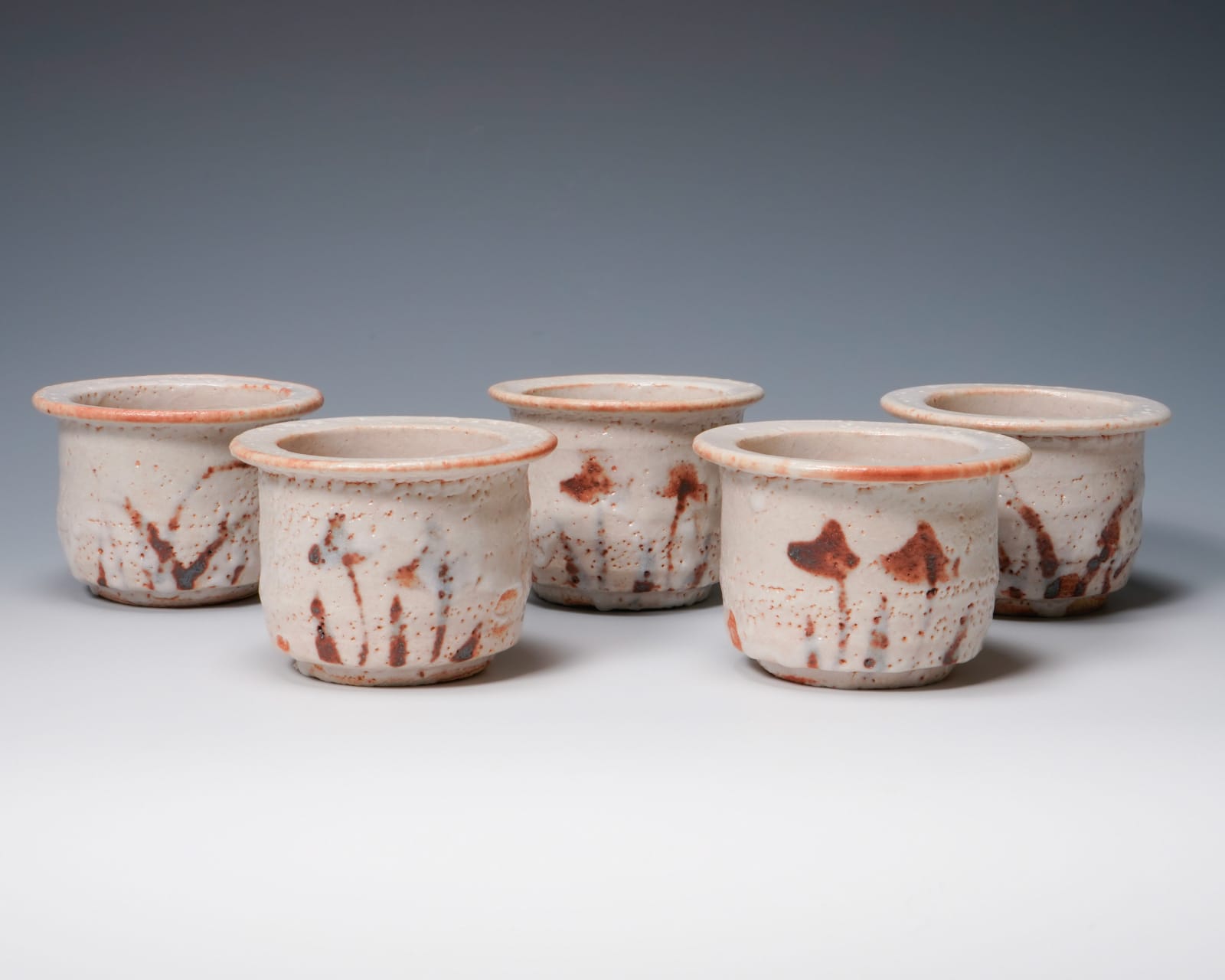 Wakao Toshisada 若尾利貞, Shino mukozuke cups, Set of 5