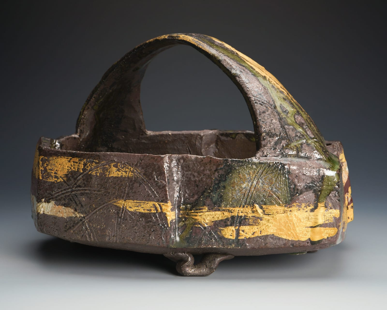 Tsuboshima Dohei 坪島 圡平, Basket with inlaid gold and silver, cia 1993