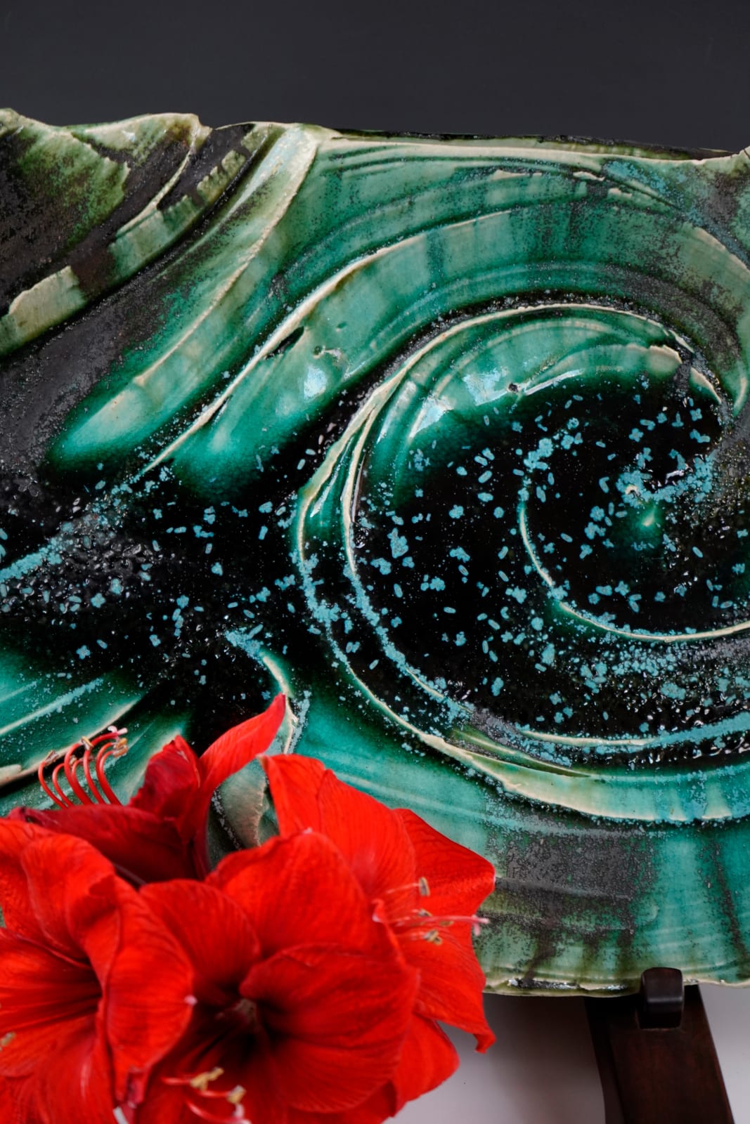Hayashi Shotaro 林正太郎, "Whirlpool" Oribe Long Platter 織部渦巻文長皿