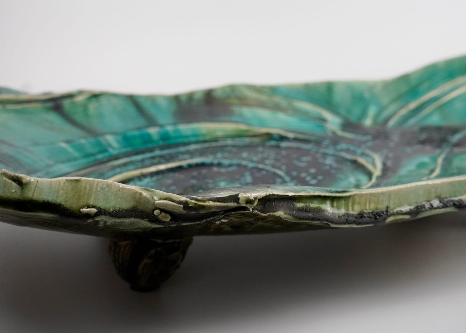 Hayashi Shotaro 林正太郎, "Whirlpool" Oribe Long Platter 織部渦巻文長皿