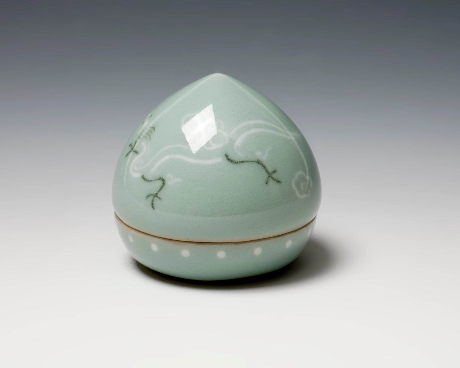 SUWA Sozan II 諏訪蘇山二代, Incense Container with Dragon Motif 青磁龍香合