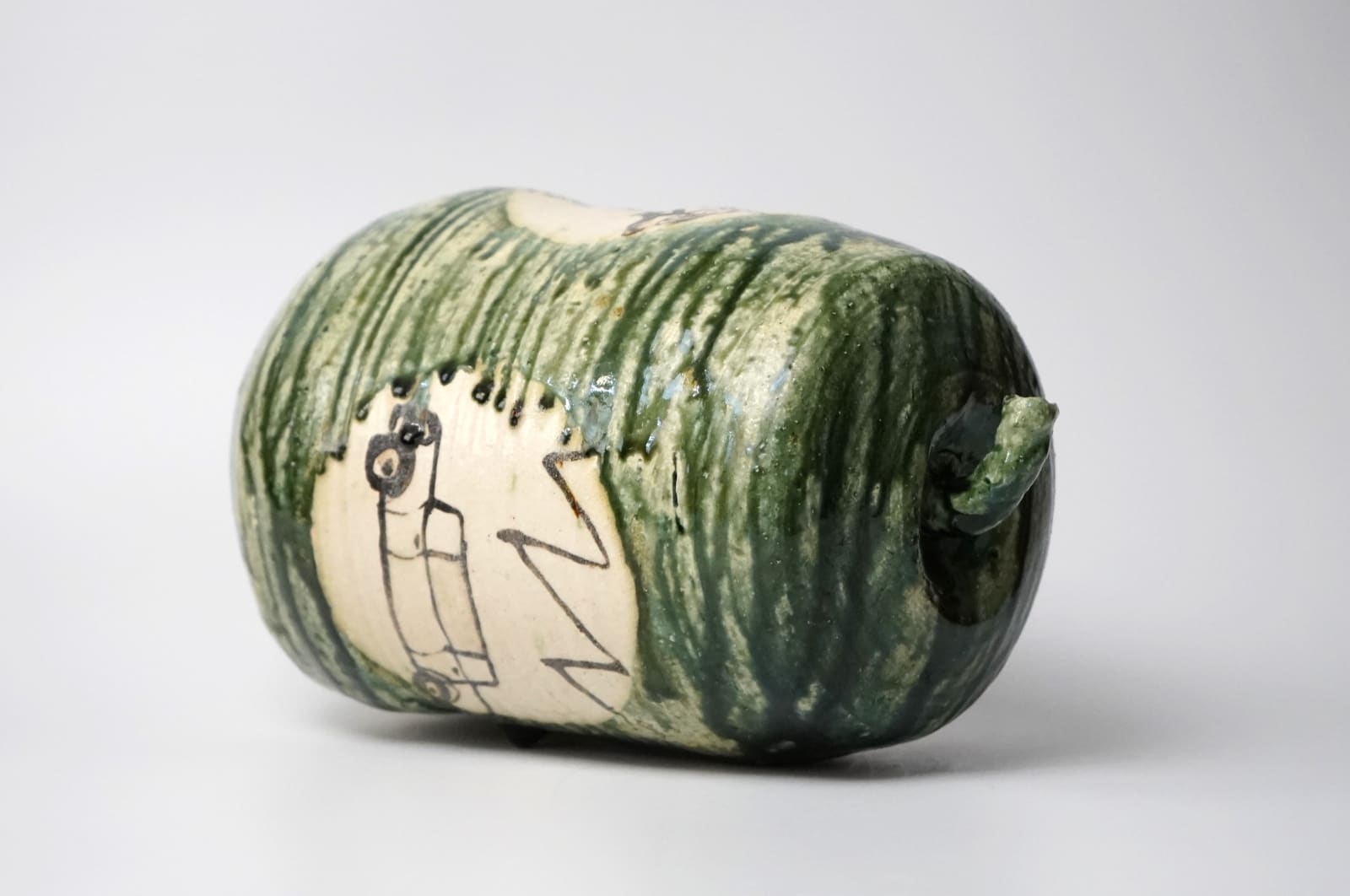 Suzuki Goro 鈴木五郎, Oribe Sculpture "Togan(Water Melon)" 絵織部 冬瓜, 2003