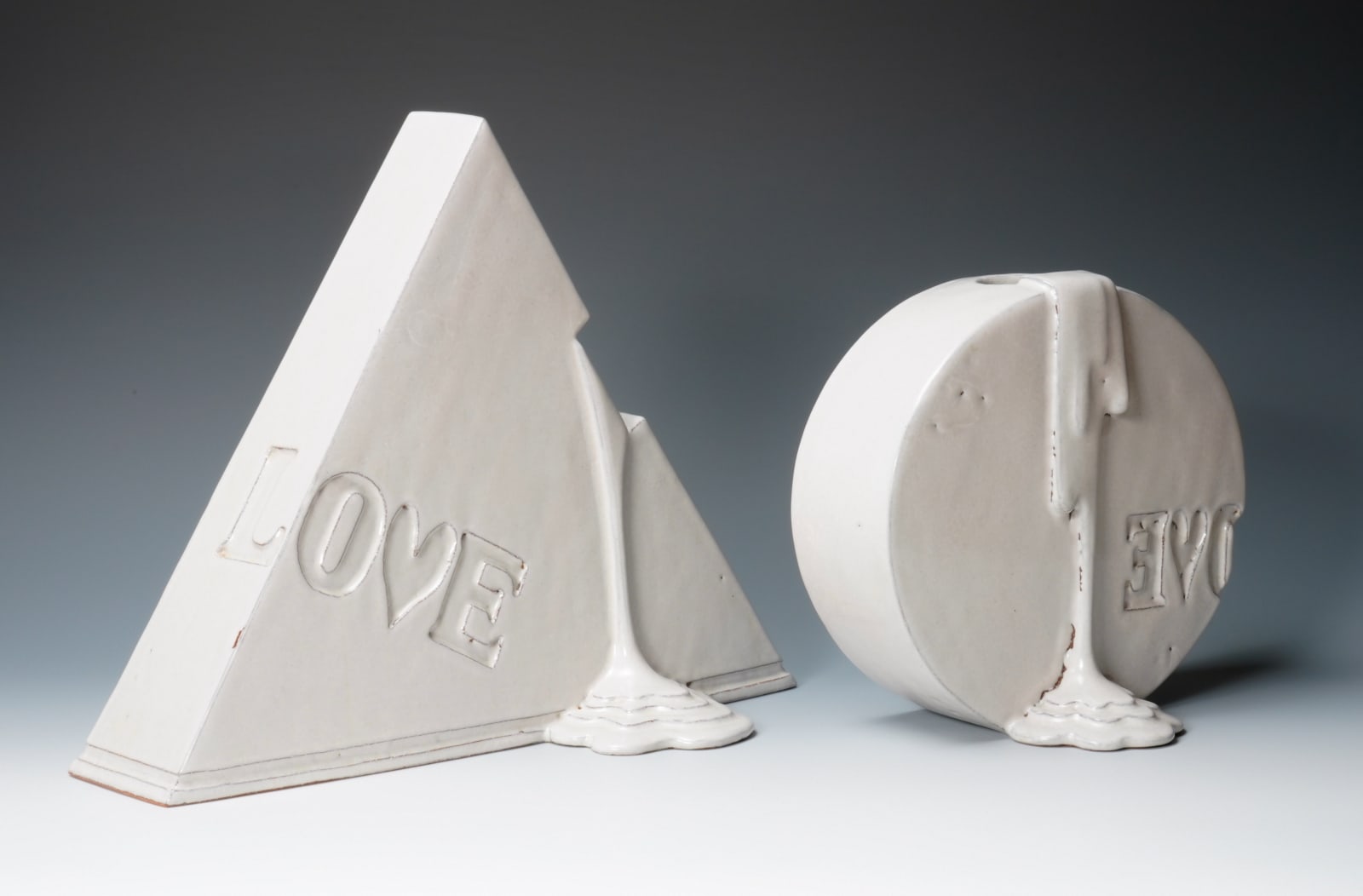 Miwa Ryosaku 三輪龍作, Hagi White Glazed Sculpture "LOVE" (Triangle), 1993