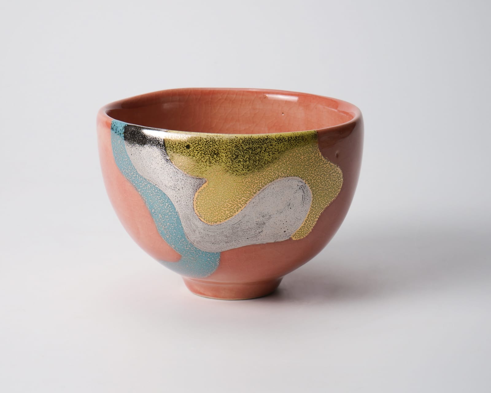 Yanagihara Mutsuo 柳原睦夫, Tea bowl with gold and silver glaze 金銀彩 彩文 茶碗, Late 1990's