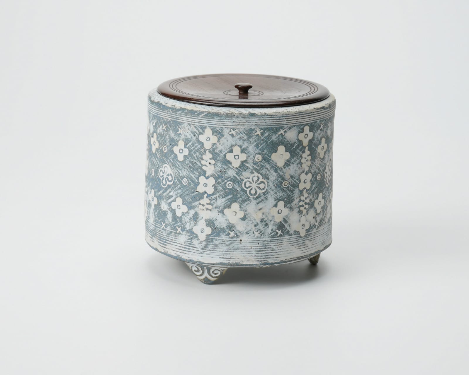 Yasuhara Kimei 安原喜明, Incense burner 香爐 炻器 白泥花文象嵌