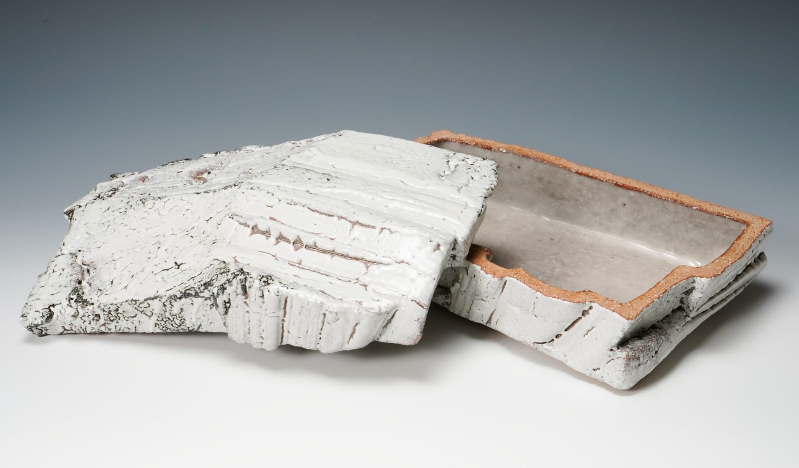 MIWA Kyusetsu XIII (Kazuhiko) 十三代 三輪休雪(和彦), Container with Lid, Shiroki-Chi-No-Shi (Poetics of a white landscape), 2002