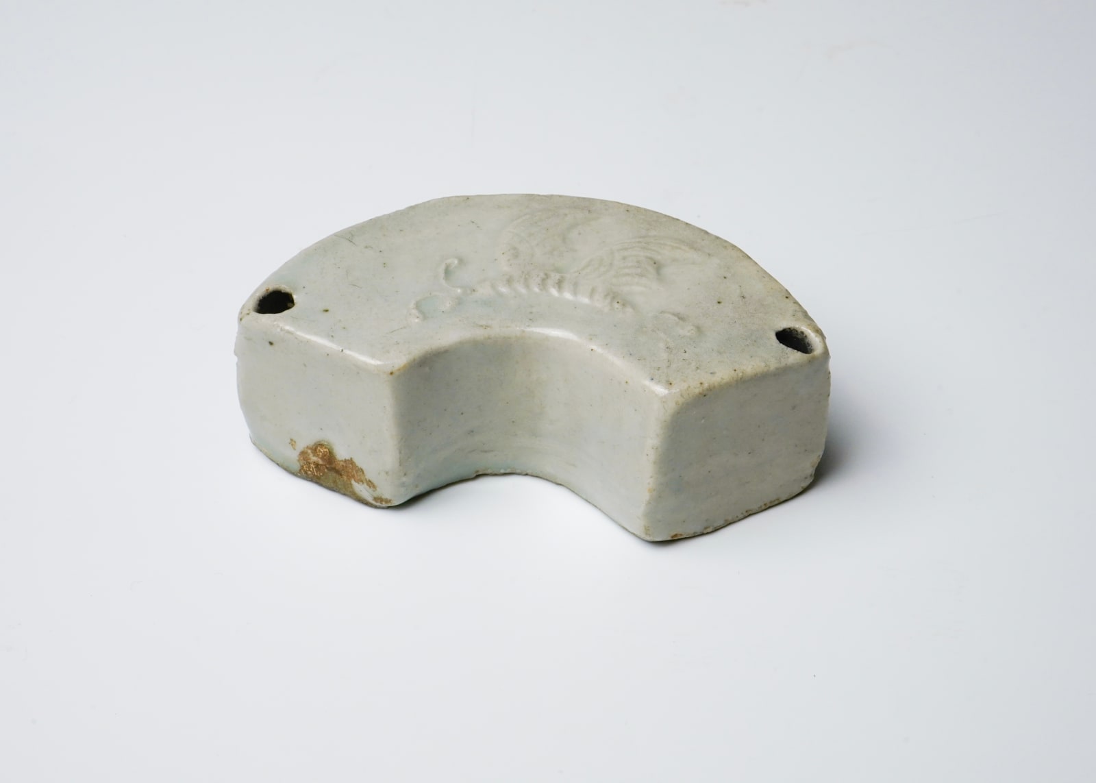 Crescent shaped water dropper with insect design in relief, Joseon dynasty