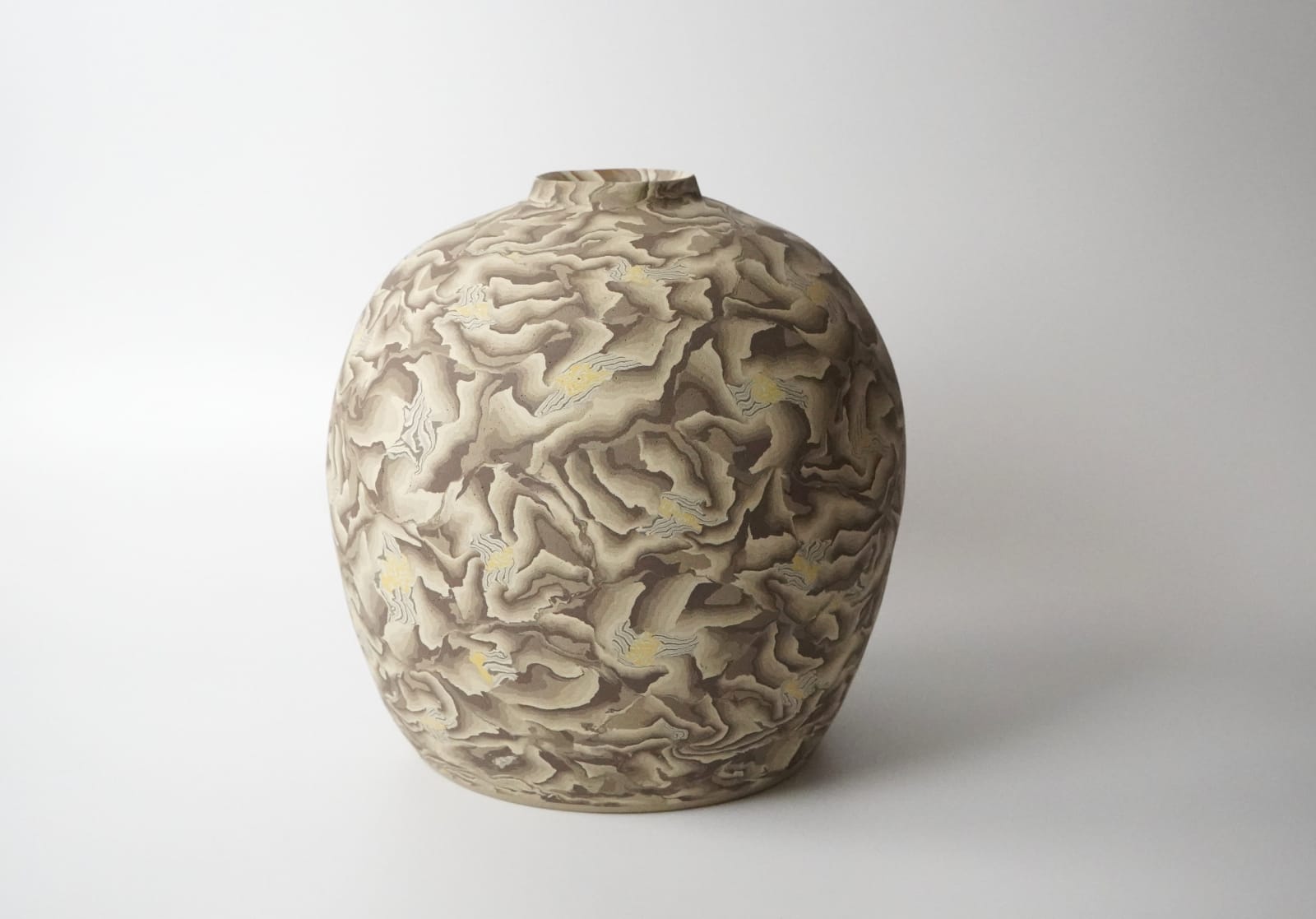 Matsui Kosei 松井康成, Jar, Neriage, Glaze Marbleized 練上壺, 1986