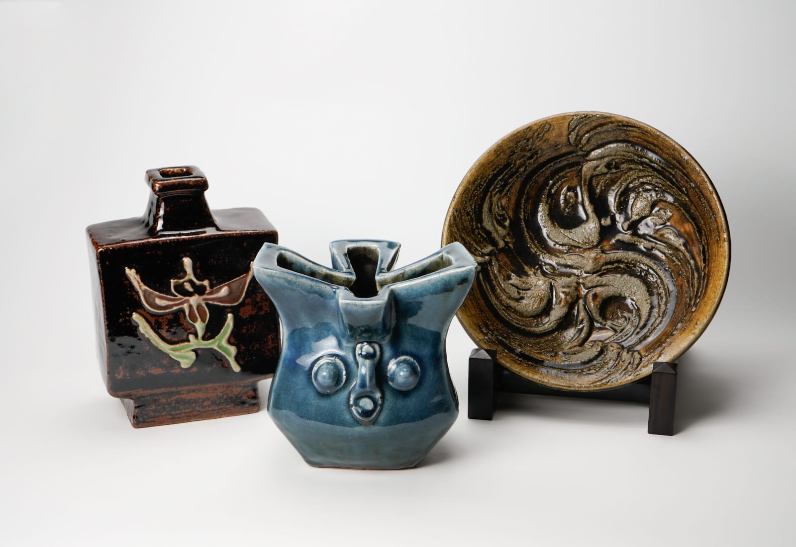 Kawai Kanjiro 河井寛次郎, Stoneware flask with Gosu glaze, 1961