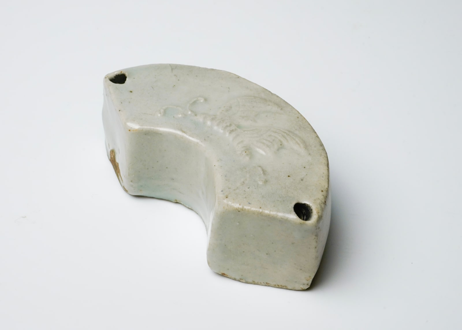 Crescent shaped water dropper with insect design in relief, Joseon dynasty