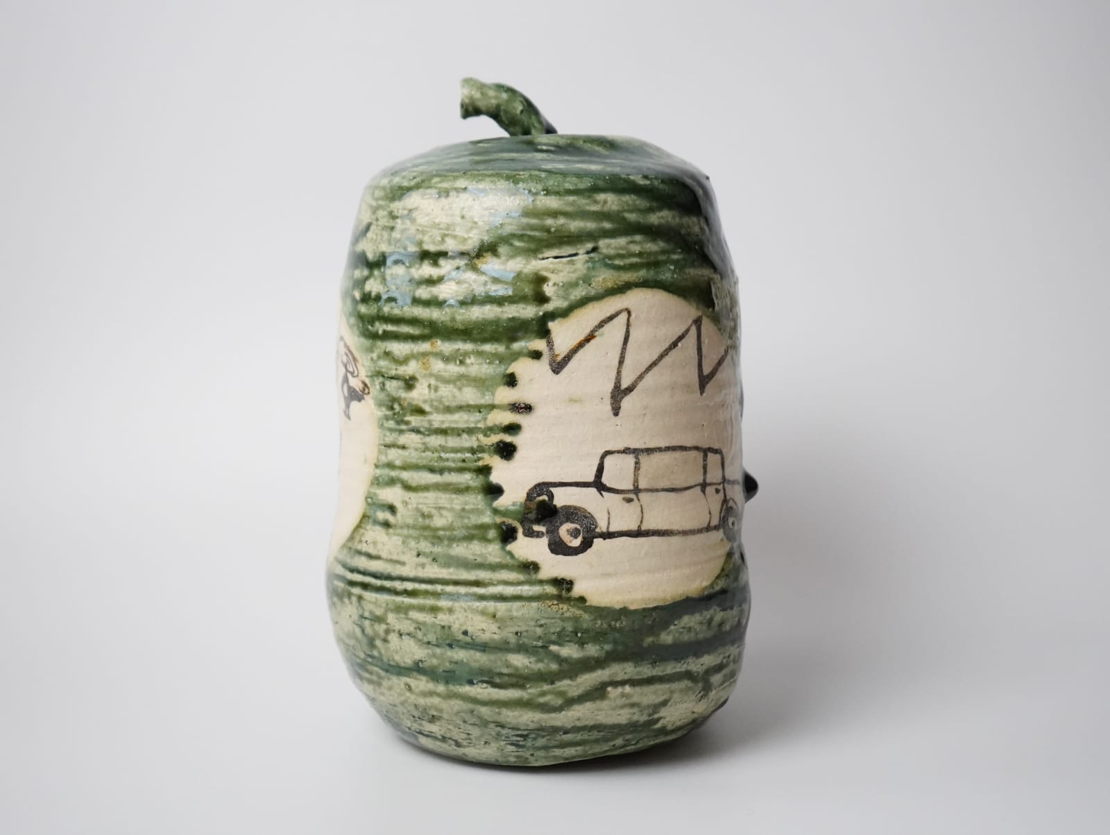 Suzuki Goro 鈴木五郎, Oribe Sculpture "Togan(Water Melon)" 絵織部 冬瓜, 2003