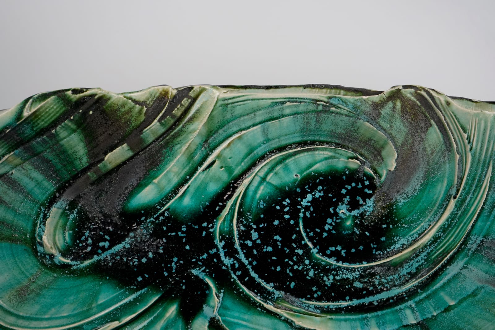 Hayashi Shotaro 林正太郎, "Whirlpool" Oribe Long Platter 織部渦巻文長皿