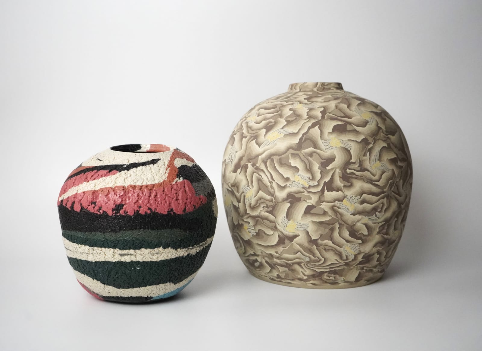 Matsui Kosei 松井康成, Jar, Neriage, Glaze Marbleized 練上壺, 1986