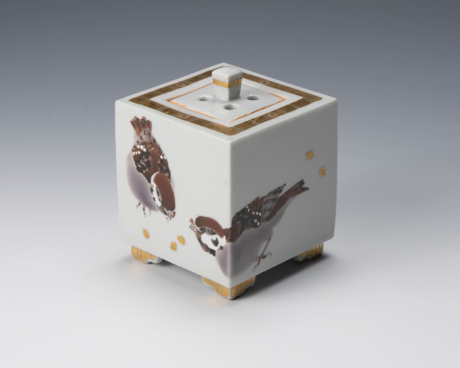 Takegoshi Jun 武腰 潤, Incense burner with sparrow motif