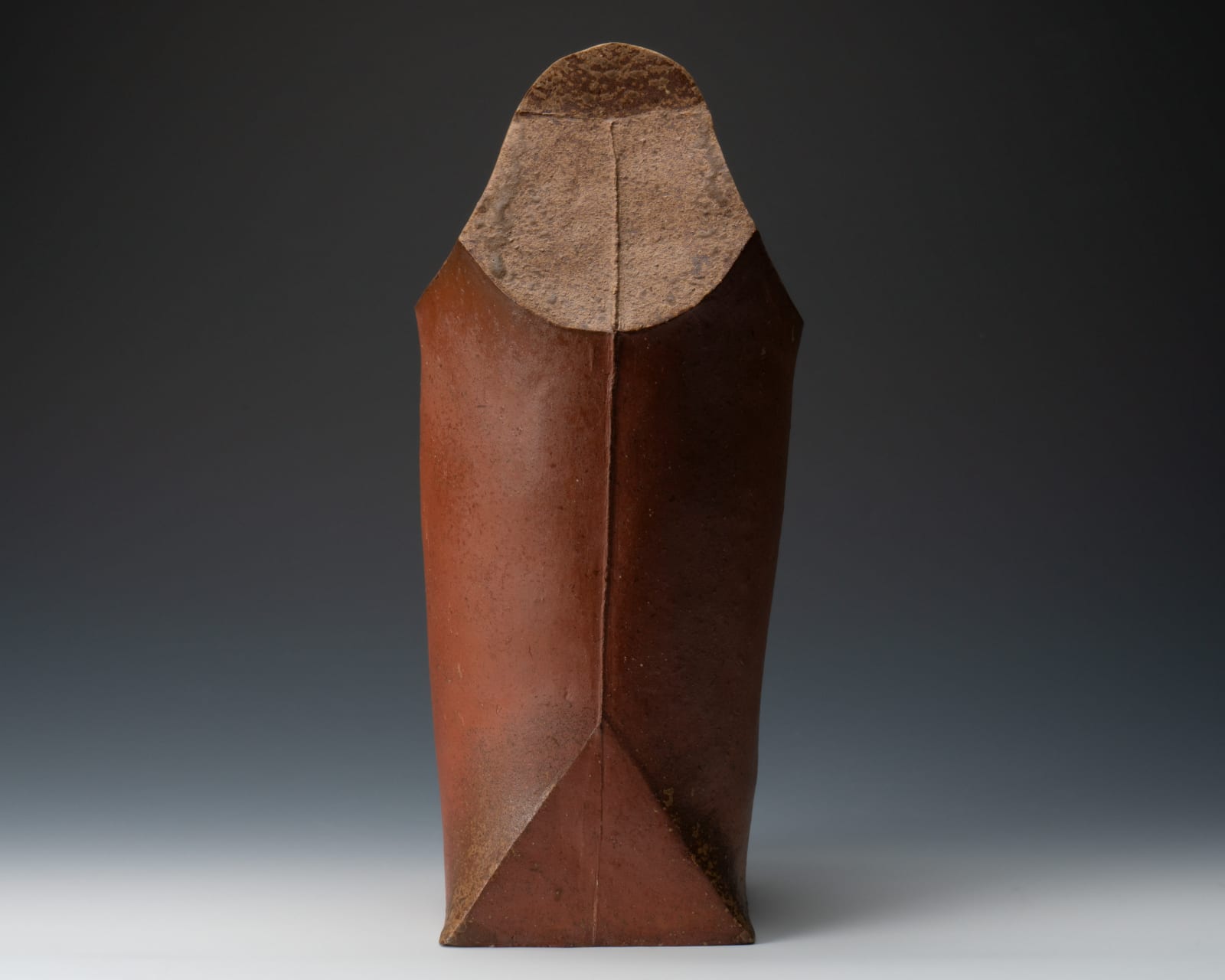 Mori Togaku 森 陶岳, Geometric Bizen flat vase, 1990's