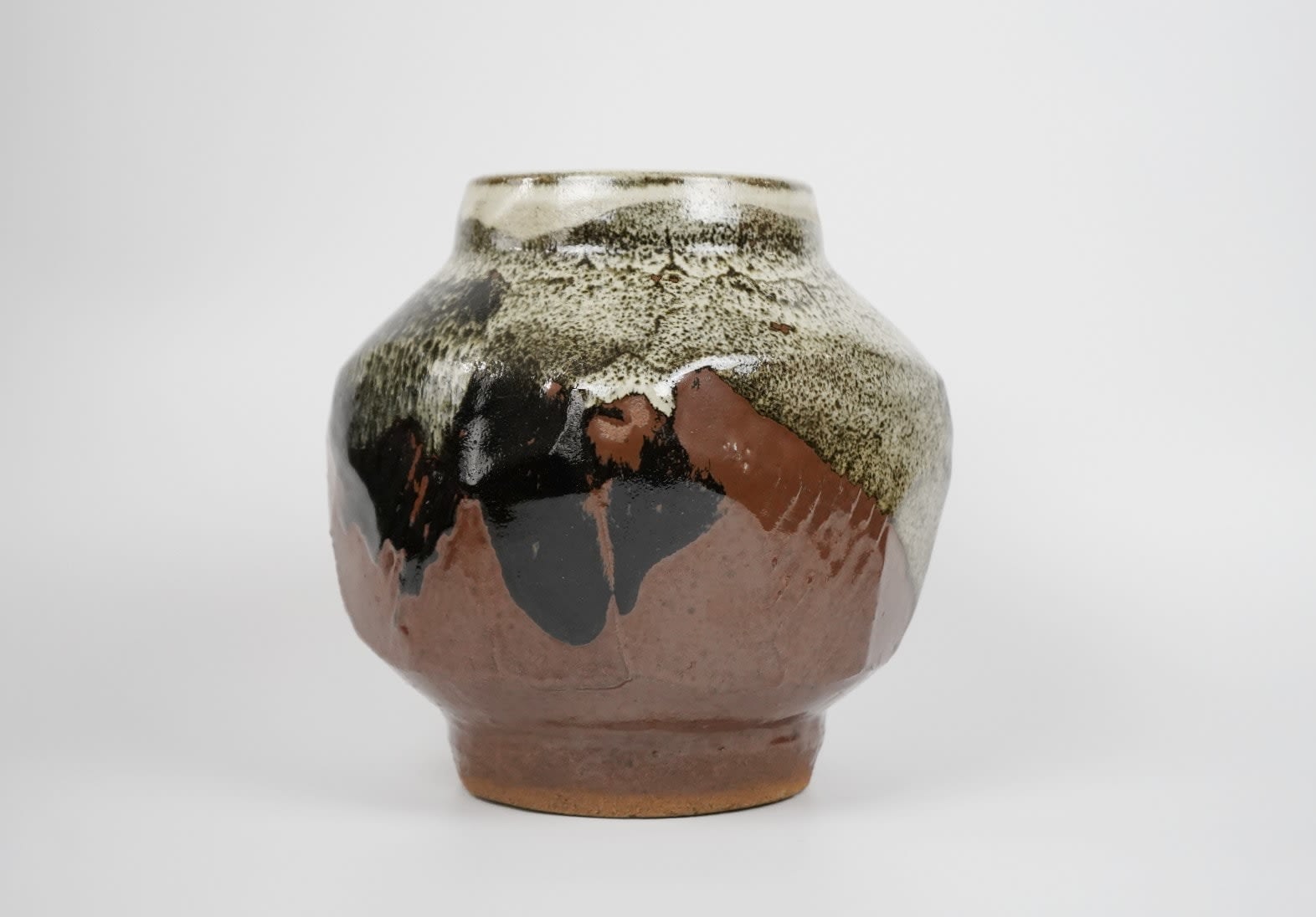 2025新発 Murata Gen Persimmon Over Black and White Jar, 元, 村田 工芸品