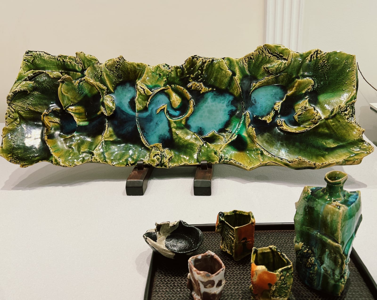 Higashida Shigemasa 東田茂正, Large Oribe Platter 織部長方皿, 2023