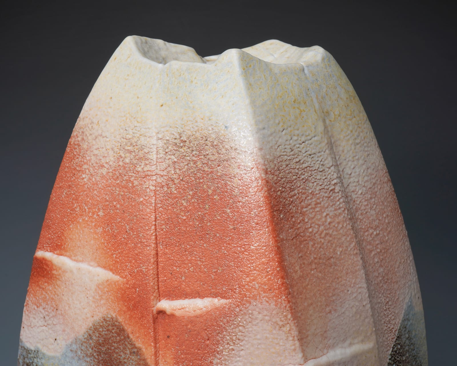 Hayashi Shotaro 林正太郎, Manyo Shino Vase showing Impressions of a Mountain Scene 万葉志野連嵌壺, cia 1980's