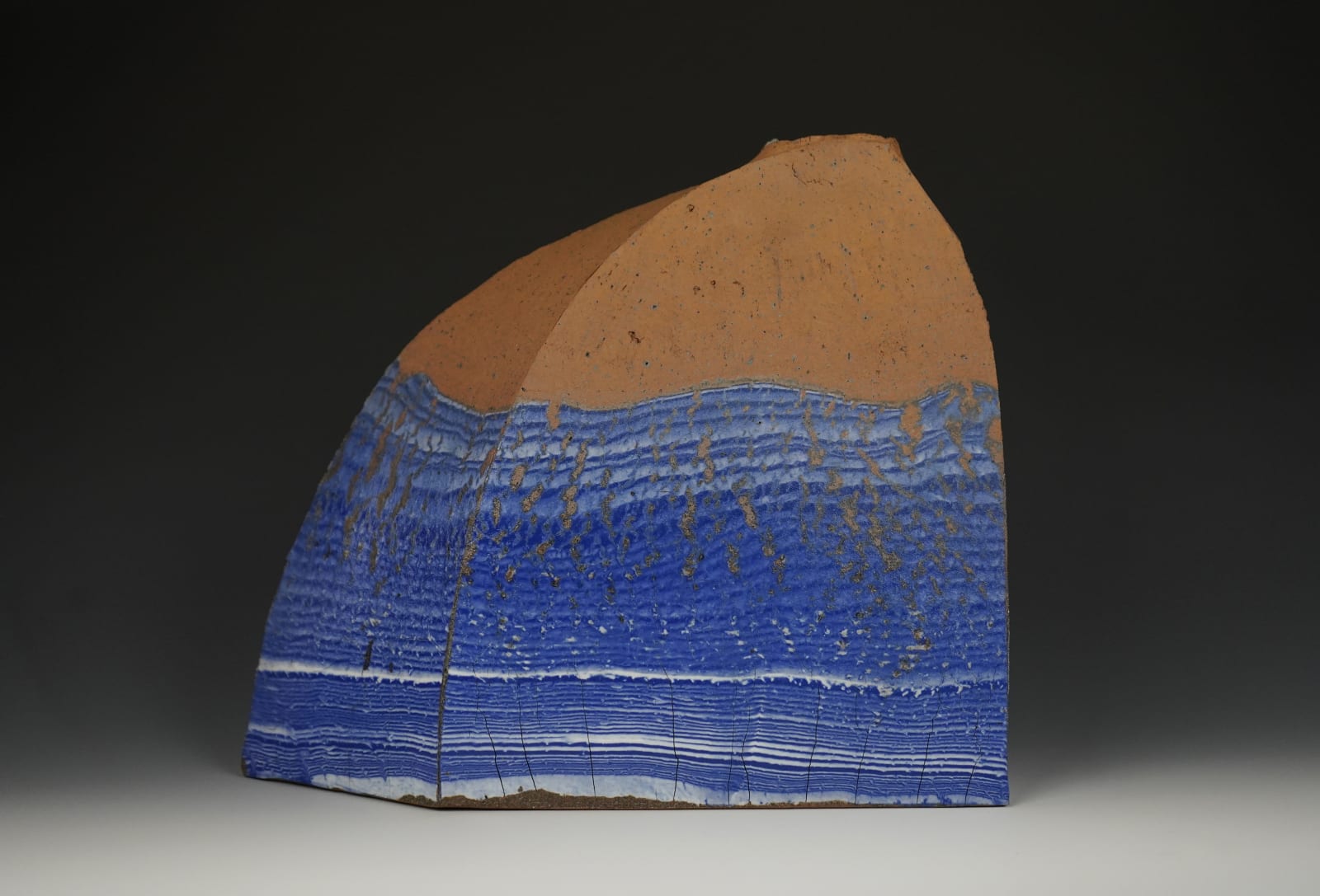 Miyashita Zenji 宮下善爾, Flower Vessel with Indigo Glazed Design 藍彩花器, 1980's