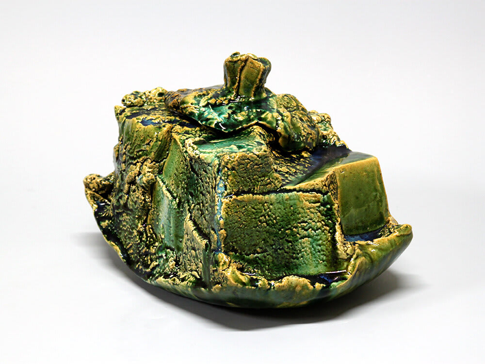 Higashida Shigemasa 東田茂正 Oribe Vessel With Lid No 2 6 Dai Ichi Arts Higashida Shigemasa 東田茂正 Oribe Vessel With Lid No 2 6 Dai Ichi Arts