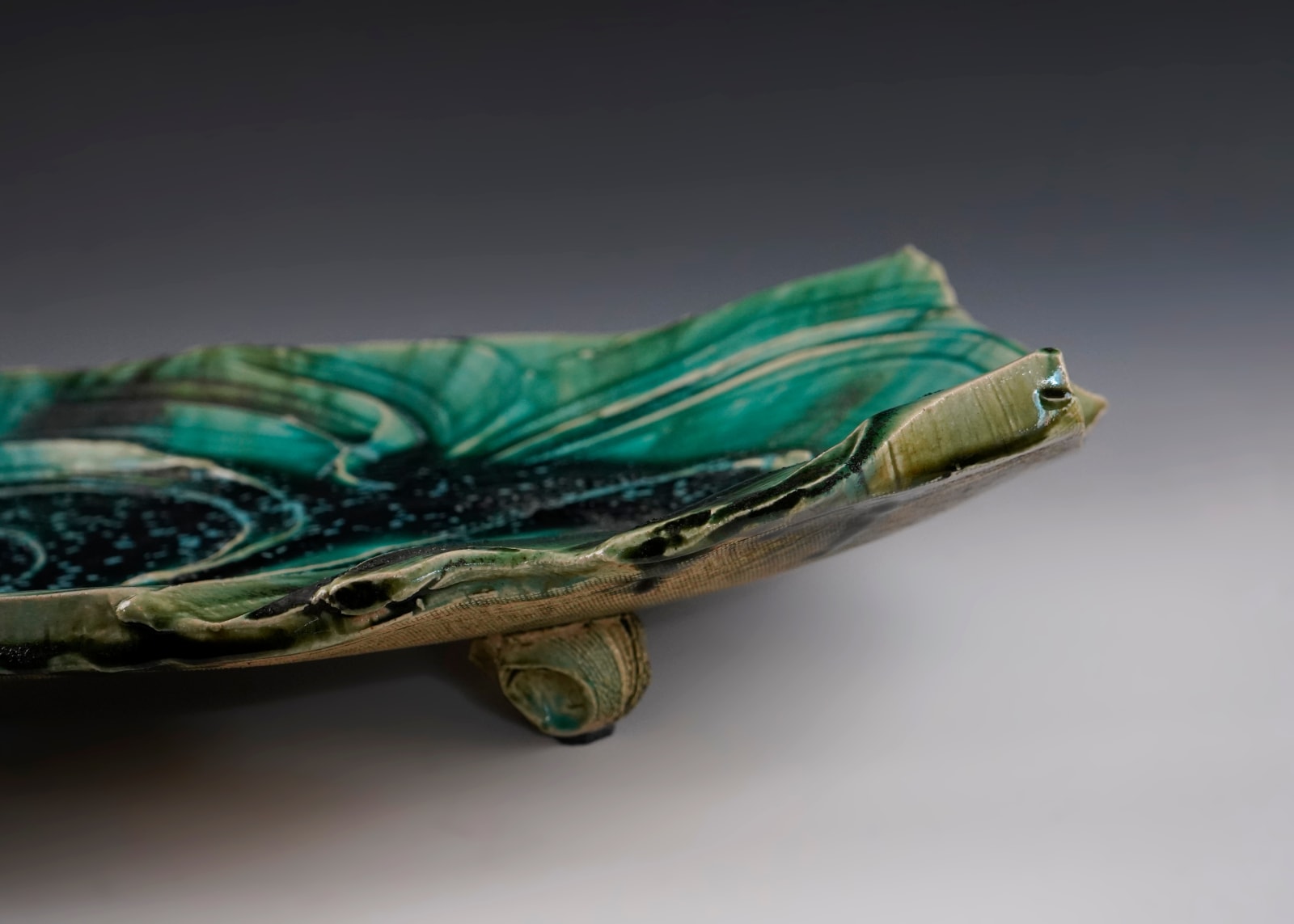 Hayashi Shotaro 林正太郎, "Whirlpool" Oribe Long Platter 織部渦巻文長皿