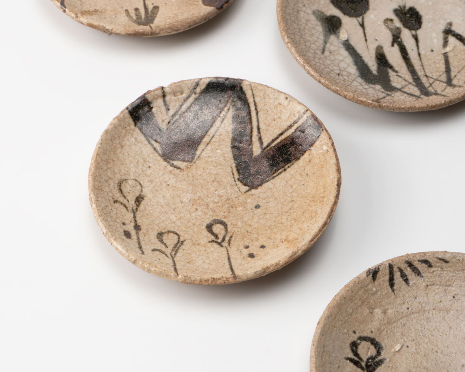 Anonymous, 10 small Edo period Seto-Oribe sauce plate set, Edo period