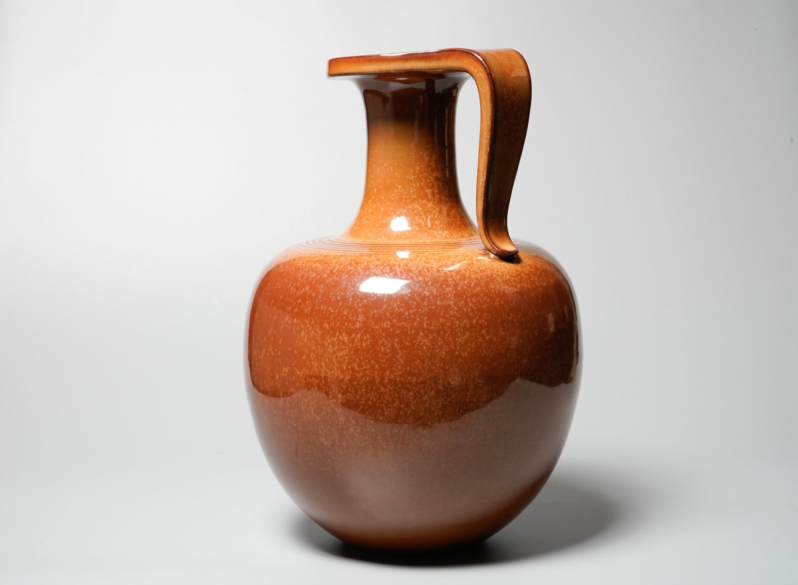 Miyanohara Ken 宮之原 謙, Shu-Tenmoku Glazed Large Jar with Handle 朱天目釉手付壺