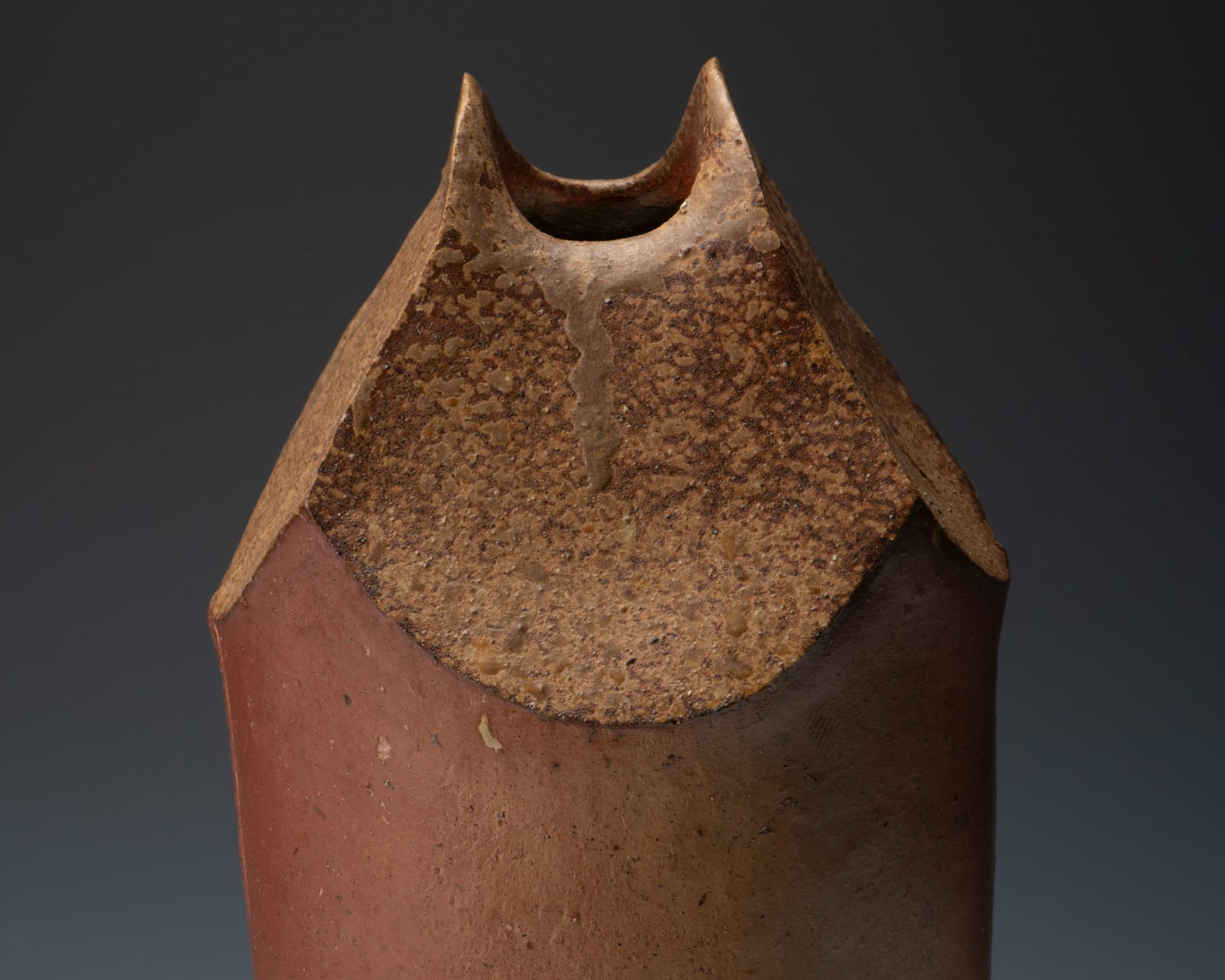 Mori Togaku 森 陶岳, Geometric Bizen flat vase, 1990's