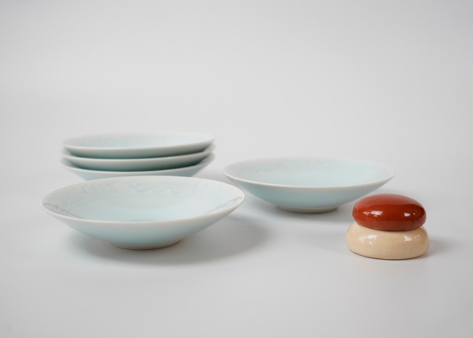 TSUKAMOTO Kaiji 塚本快示, Set of Dishes with Hidden Wave Patterns 青海波 食器揃, LNT