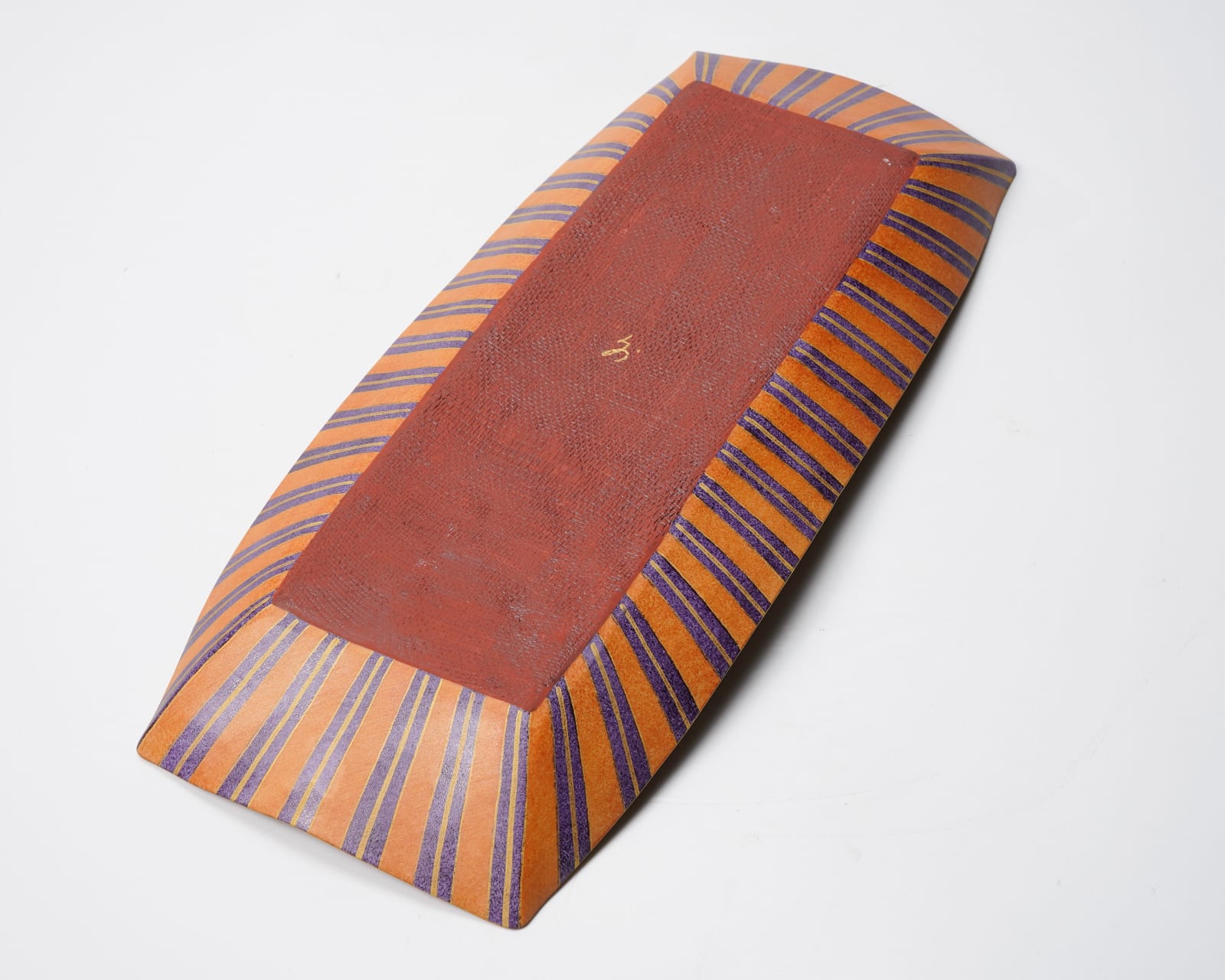 Takayama Kazuo 高山和夫, No.6 New Kutani Rectangular Plate, Orange Purple