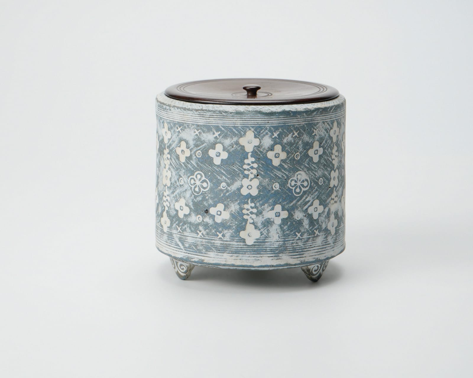 Yasuhara Kimei 安原喜明, Incense burner 香爐 炻器 白泥花文象嵌