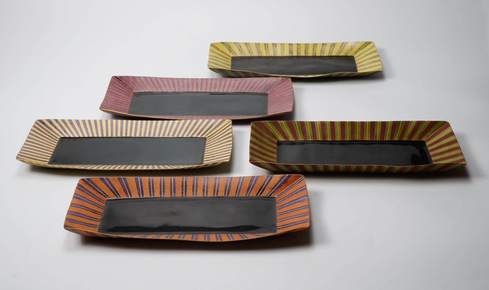 Takayama Kazuo 高山和夫, No.6 New Kutani Rectangular Plate, Orange Purple