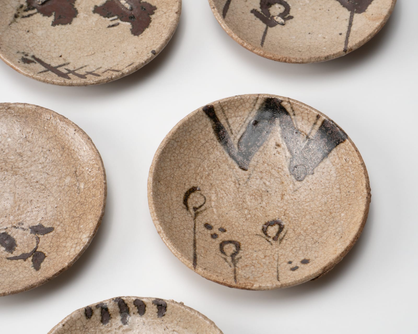 Anonymous, 10 small Edo period Seto-Oribe sauce plate set, Edo period