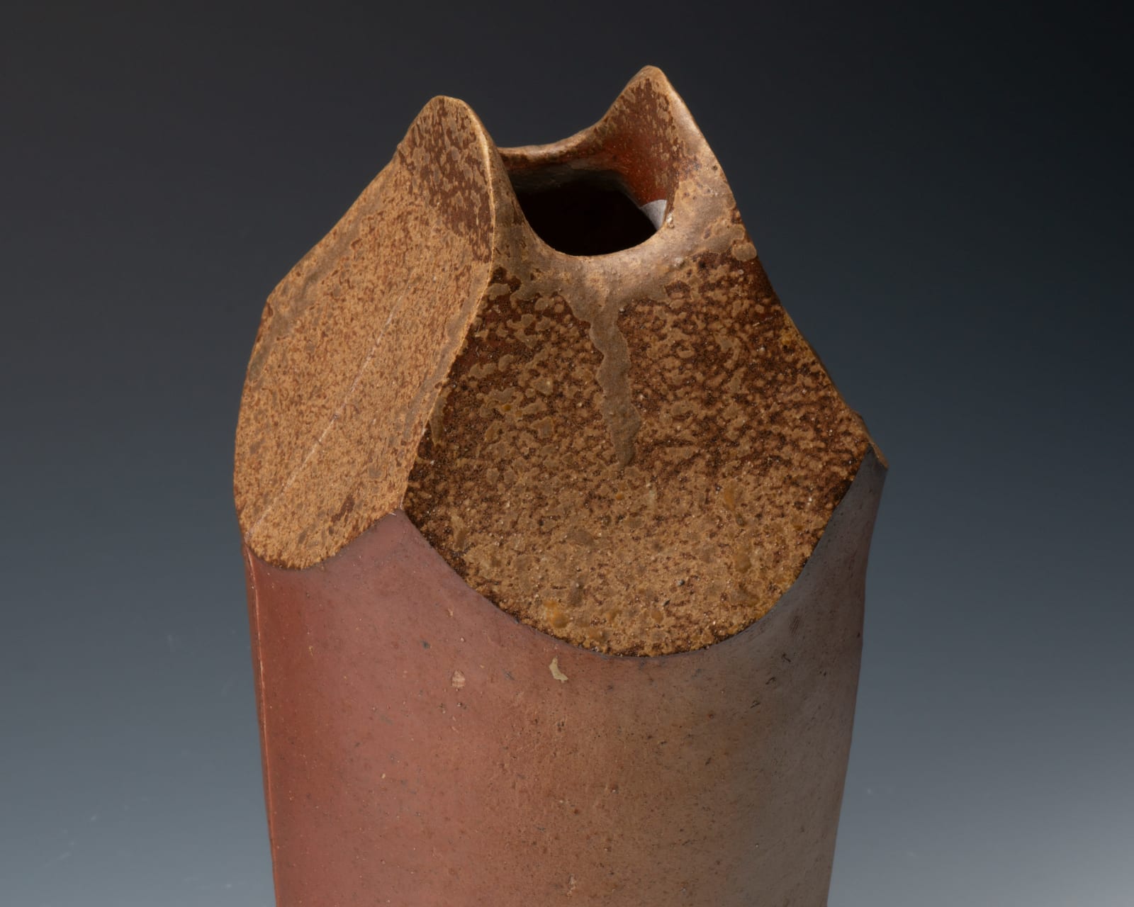 Mori Togaku 森 陶岳, Geometric Bizen flat vase, 1990's